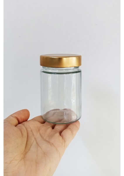 350 ml Kavanoz Altın Derin Kapaklı 350 cc Şeffaf Reçel, Marmelat Cam Kavanoz Deep 1 Adet modelleri