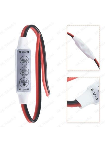 Dc 12V/24V Tek Renkli Şerit LED Mini Dimmer Kontrol Cihazı modelleri