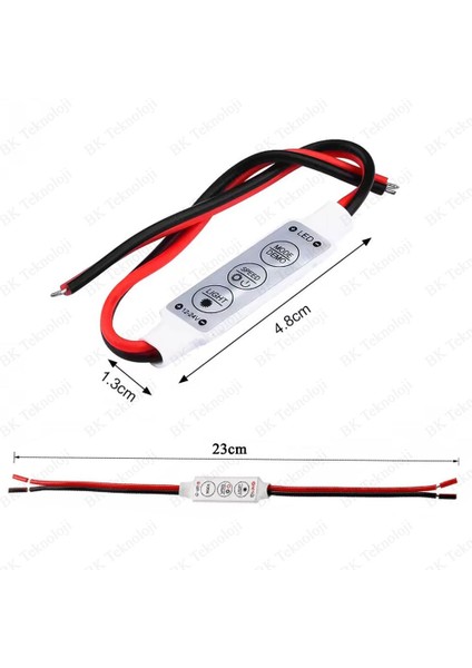Dc 12V/24V Tek Renkli Şerit LED Mini Dimmer Kontrol Cihazı