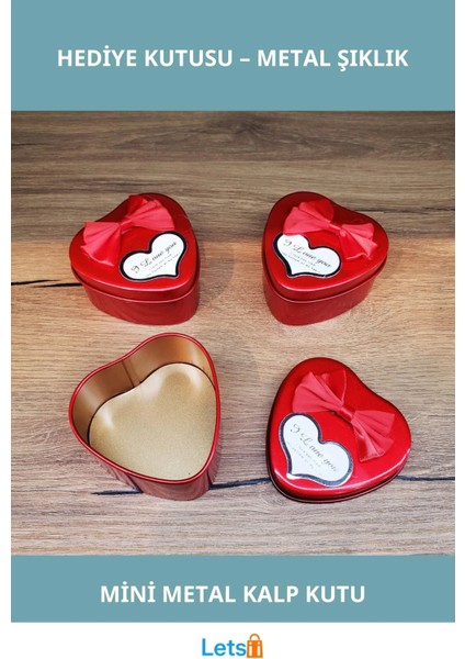Kırmızı Metal Kalp Hediye Kutusu Mini Şık Tasarım