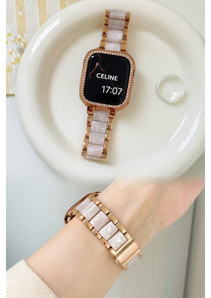 Apple Watch 11-10(42MM) 9-8-7 (41MM) 6 5 4 SE(40MM) Uyumlu Seramik Metal Şık Bilezik Kordon Kayış