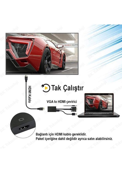 VGA To HDMI Ses Destekli Dönüştürücü Adaptör fiyatları