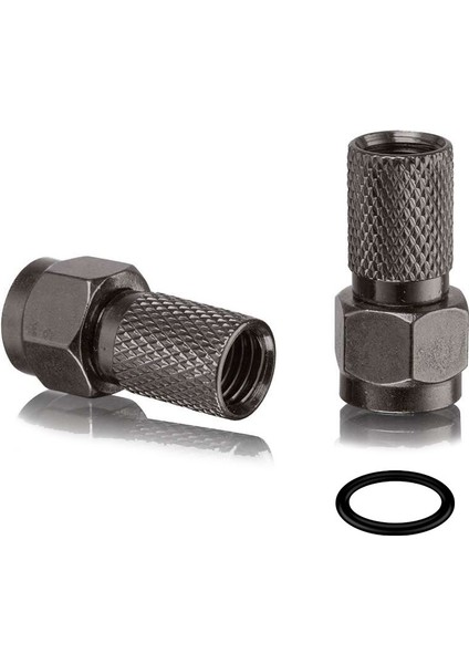 Yüksek Kaliteli Rg6 Contalı Siyah Uydu Kablosu F Konnektör 5 Adet