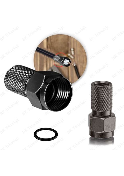 Yüksek Kaliteli Rg6 Contalı Siyah Uydu Kablosu F Konnektör 5 Adet modelleri