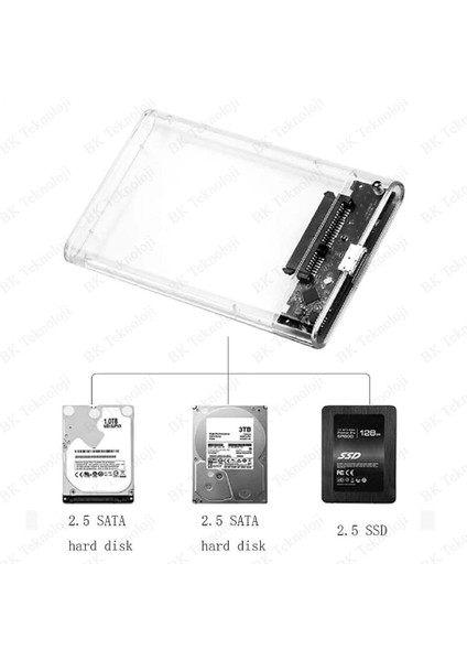 USB 3.0 2.5” Sata Ssd/hdd Taşınabilir Şeffaf Harici Disk Muhafaza Kutusu indirimleri