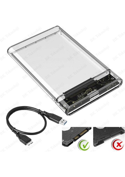USB 3.0 2.5” Sata Ssd/hdd Taşınabilir Şeffaf Harici Disk Muhafaza Kutusu