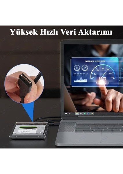 USB 3.0 2.5” Sata Ssd/hdd Taşınabilir Şeffaf Harici Disk Muhafaza Kutusu