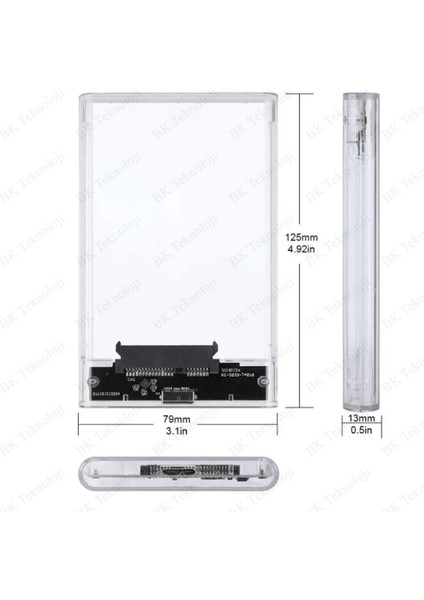 USB 3.0 2.5” Sata Ssd/hdd Taşınabilir Şeffaf Harici Disk Muhafaza Kutusu