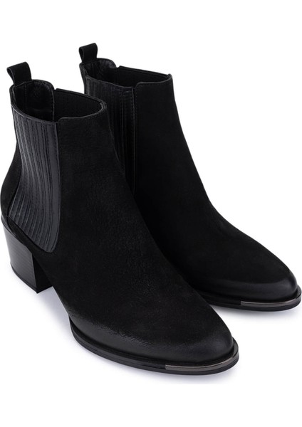 Kadın Hakiki Deri Siyah Nubuk Topuklu Bot 488 2052 Bn Bot SK25-26 Sıyah Nbk fiyatları