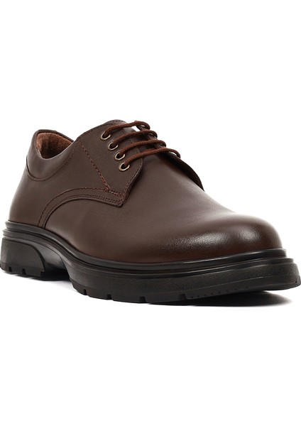 Erkek Kahverengi Bağcıklı Deri Casual Ayakkabı 25WFD751818