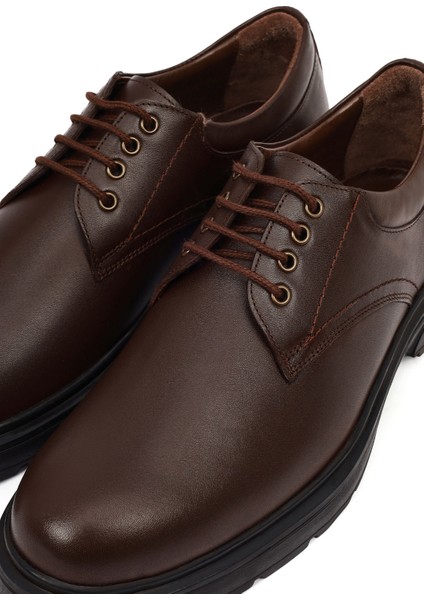 Erkek Kahverengi Bağcıklı Deri Casual Ayakkabı 25WFD751818