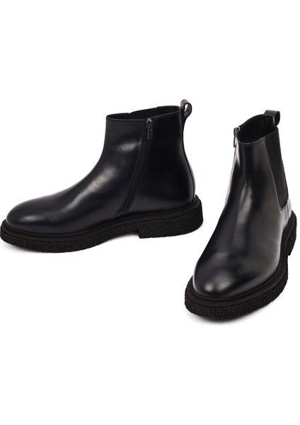 Erkek Siyah Fermuarlı Deri Bot 25WFD720218 modelleri