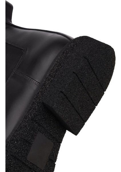 Erkek Siyah Fermuarlı Deri Bot 25WFD720218