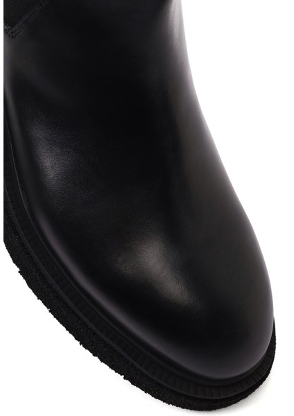 Erkek Siyah Fermuarlı Deri Bot 25WFD720218