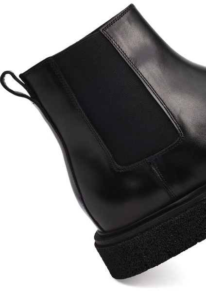 Erkek Siyah Fermuarlı Deri Bot 25WFD720218