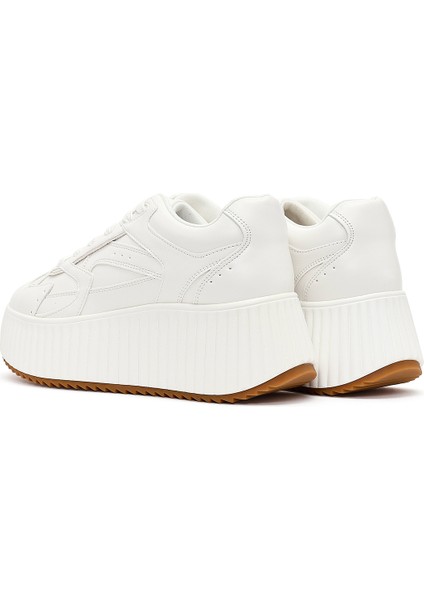 Kadın Beyaz Kalın Tabanlı Bağcıklı Sneaker 25AFD431318 indirimleri