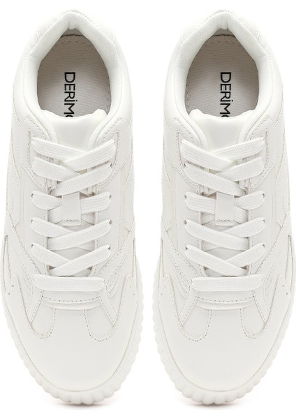 Kadın Beyaz Kalın Tabanlı Bağcıklı Sneaker 25AFD431318