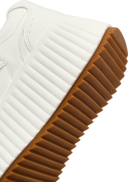 Kadın Beyaz Kalın Tabanlı Bağcıklı Sneaker 25AFD431318