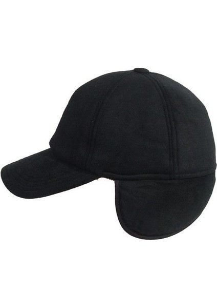 Kulaklı Siyah Kaşe Şapka Kışlık Kaşe Erkek Şapka fırsatları