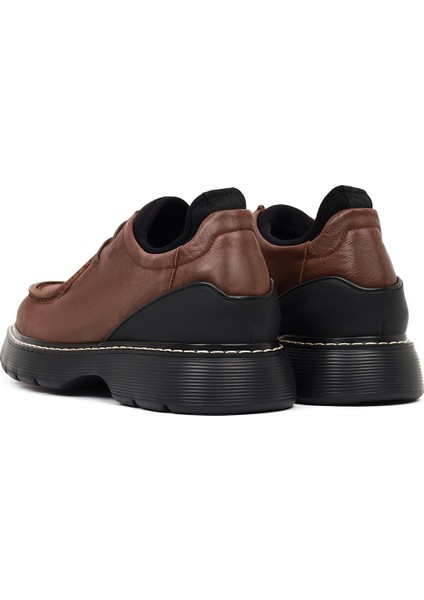 Erkek Kahverengi Bağcıklı Kalın Tabanlı Deri Casual Ayakkabı 25WFD612018 indirimleri