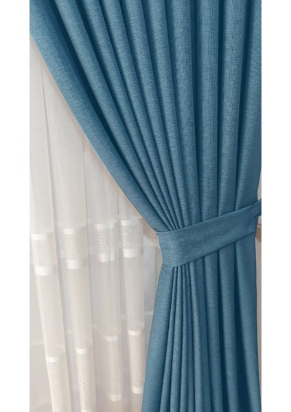 Keten Fon Perde 1/3 Sık Pileli Dikim Korniş Için Tek Kanat(30 Renk)