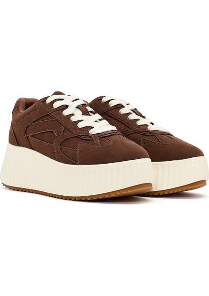 Kadın Kahverengi Bağcıklı Kalın Tabanlı Süet Sneaker 25AFD431310 modelleri