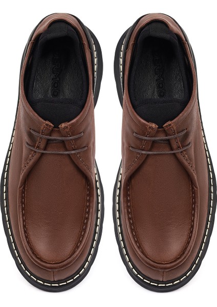 Erkek Kahverengi Bağcıklı Kalın Tabanlı Deri Casual Ayakkabı 25WFD612018