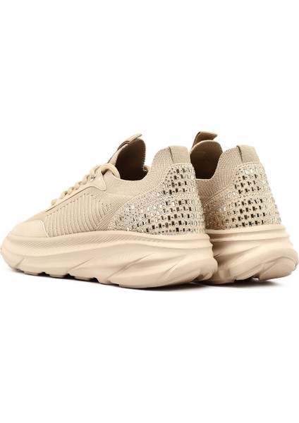 Zero Kadın Bej Bağcıklı Kalın Tabanlı Kumaş Sneaker 25AFD43126F indirimleri