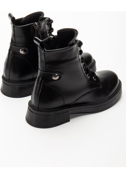 ZRİN-2003 Premium Siyah Kırışık Rugan Bağcıklı Fermuarlı Günlük Kadın Bot indirimleri