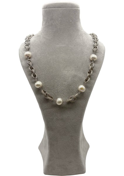 Gümüş Incli Taşlı Kolye