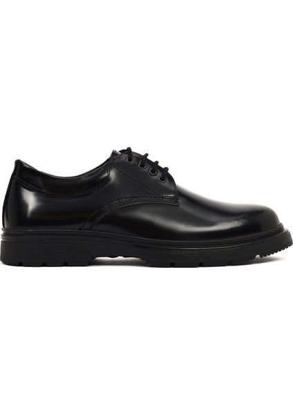 Erkek Siyah Bağcıklı Deri Casual Ayakkabı 25WFD751822