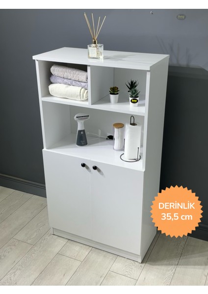 Deren Banyo Dolabı Çok Amaçlı Dolap Bölmeli Raf 72 cm