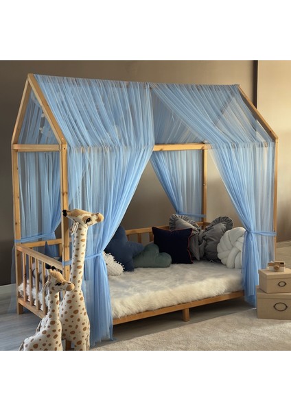 Bebe Mavisi Çift Perdeli Montessori Yatak Cibinliği