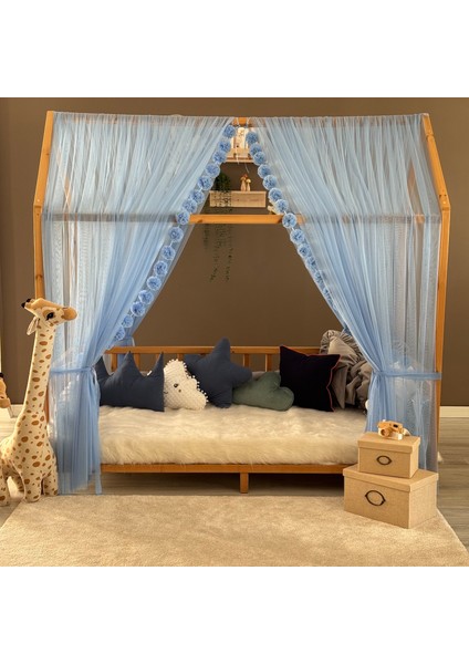 Bebe Mavisi Çift Perdeli Montessori Yatak Cibinliği modelleri