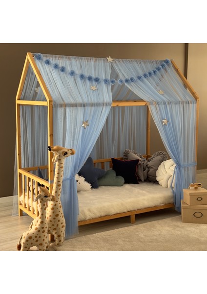 Bebe Mavisi Çift Perdeli Montessori Yatak Cibinliği