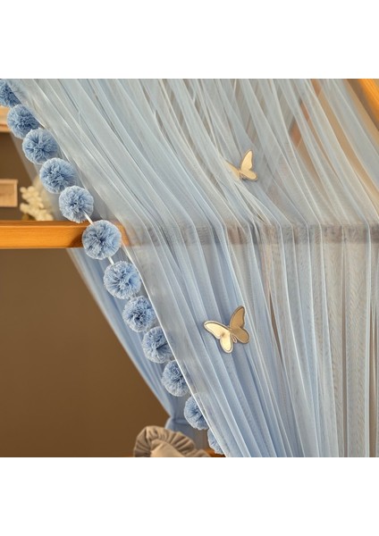 Bebe Mavisi Çift Perdeli Montessori Yatak Cibinliği