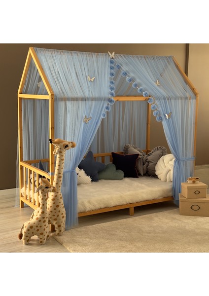 Bebe Mavisi Çift Perdeli Montessori Yatak Cibinliği