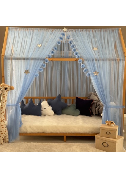 Bebe Mavisi Çift Perdeli Montessori Yatak Cibinliği