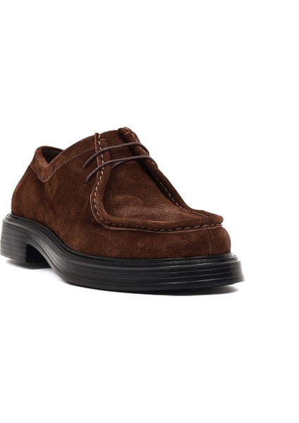 Erkek Kahverengi Bağcıklı Süet Deri Casual Ayakkabı 25WFD611810