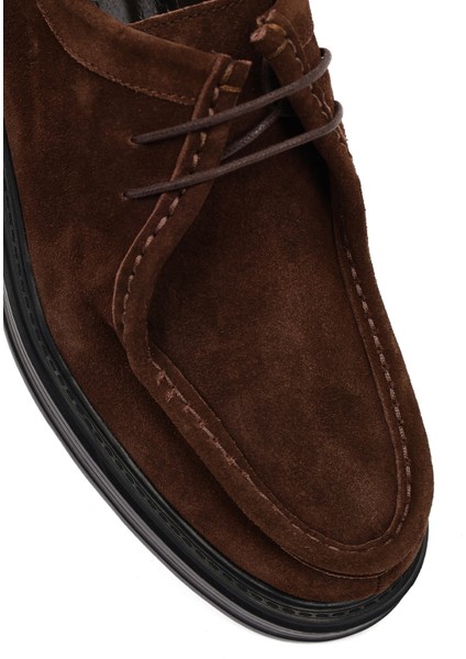 Erkek Kahverengi Bağcıklı Süet Deri Casual Ayakkabı 25WFD611810