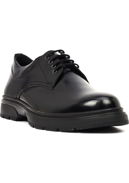 Erkek Siyah Bağcıklı Deri Casual Ayakkabı 25WFD751822