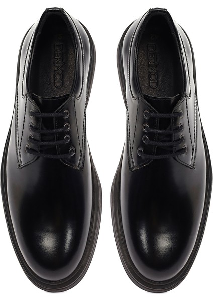 Erkek Siyah Bağcıklı Deri Casual Ayakkabı 25WFD751822