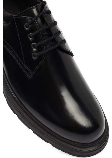 Erkek Siyah Bağcıklı Deri Casual Ayakkabı 25WFD751822