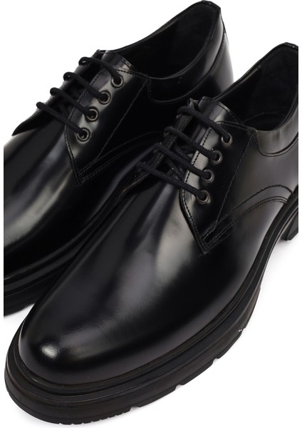 Erkek Siyah Bağcıklı Deri Casual Ayakkabı 25WFD751822