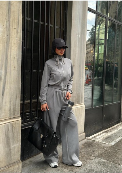 Pamuk Kumaş Fermuarlı Bağcıklı Kaliteli Crop Sweat Takım fiyatları