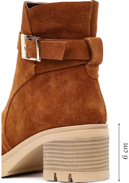 Kadın Taba Kalın Topuklu Fermuarlı Süet Deri Bot 25WFD414110 fiyatları