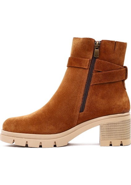 Kadın Taba Kalın Topuklu Fermuarlı Süet Deri Bot 25WFD414110 fırsatları