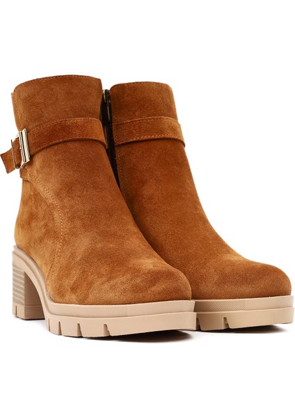 Kadın Taba Kalın Topuklu Fermuarlı Süet Deri Bot 25WFD414110 indirimleri