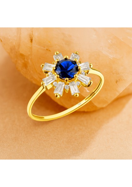 14 Ayar Altın Mavi Safir Baget Yüzük fiyatları