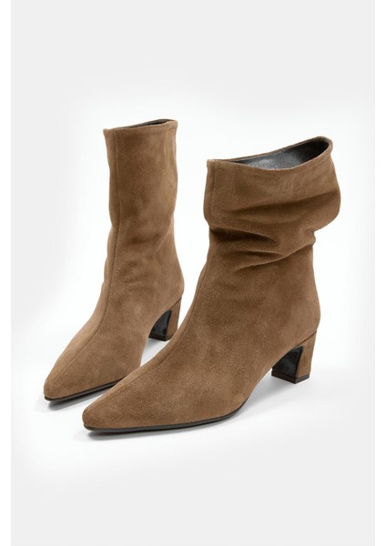 Dante Sigaro Süet Hakiki Deri Topuklu Bot